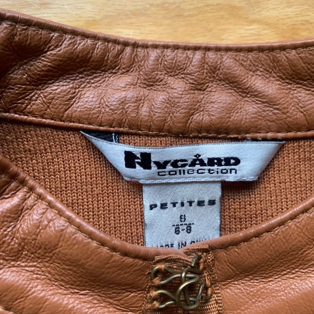 Nygard Collection Faux Leather Panel Knit Jacket – Brown – Size 6 Petite - Picture 4 of 9